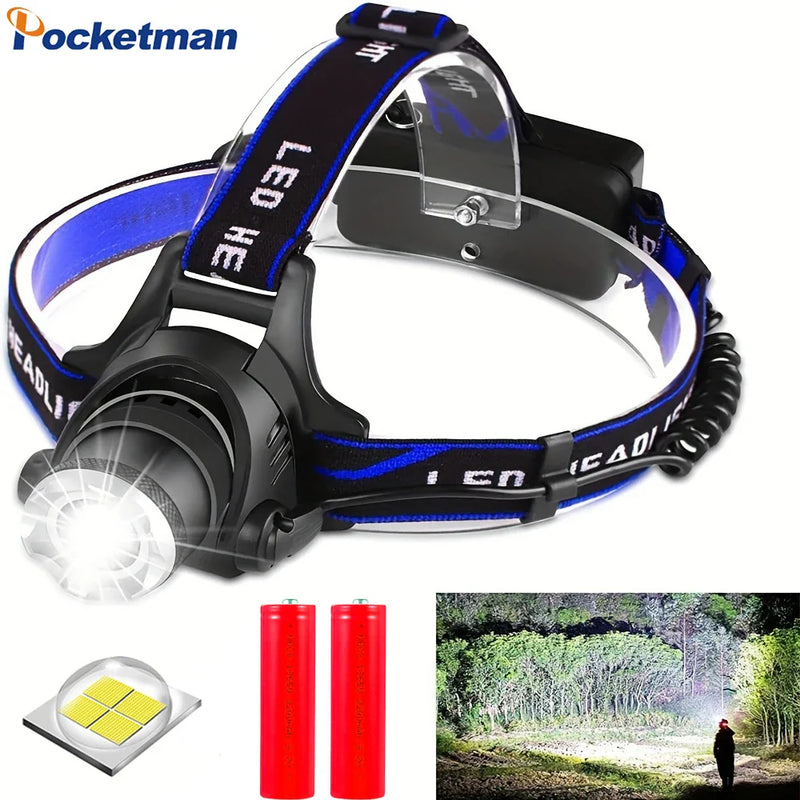 Axya Super Bright LED Headlamp 18650 Rechargeable Waterproof Outdoor Headlight