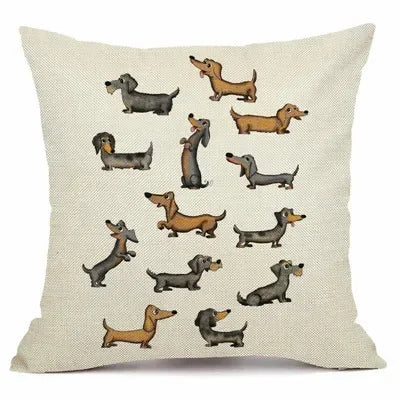Axyaa Christmas Sausage Style Cushion Cover | Festive Dog Decorative Pillow Cover 45x45cm