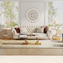 Axyaa Gold Marble End Table: Modern 2-Tier Side Nightstand, White & Gold Storage Shelf