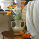 Axya Cream Ceramic Vase, Vintage Style, Living Room Table Decor, Home Accent