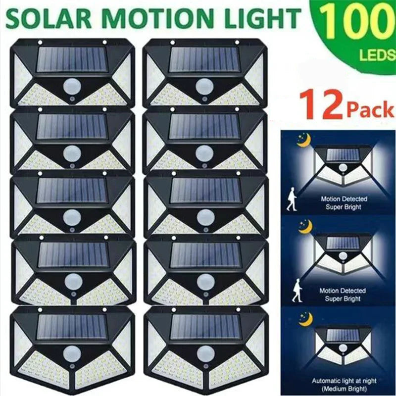 Axyaa 100 LED Solar Wall Light Outdoor with Motion Sensor for Garden Street