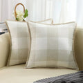 Axyaa Plaid Check Cotton Linen Pillow Cover 50x50cm Home Decor Sofa Cushion