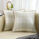 Axyaa Plaid Check Cotton Linen Pillow Cover 50x50cm Home Decor Sofa Cushion