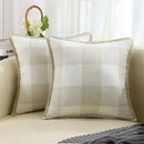 Axyaa Plaid Check Pillow Cover 50x50cm Cotton Linen Cushion Cover Home Decor Sofa Pillowcase