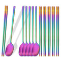 Axyaa 12Pcs Luxury Korean Stainless Steel Tableware Set