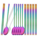 Axyaa 12Pcs Luxury Korean Stainless Steel Tableware Set