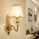 Axyaa Fabric Wall Lamp: European Bedroom Living Room Iron Lighting