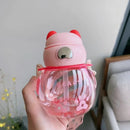 Axyaa Kids Bear Straw Water Bottle | Kawaii Mini Tumbler Sippy Cup
