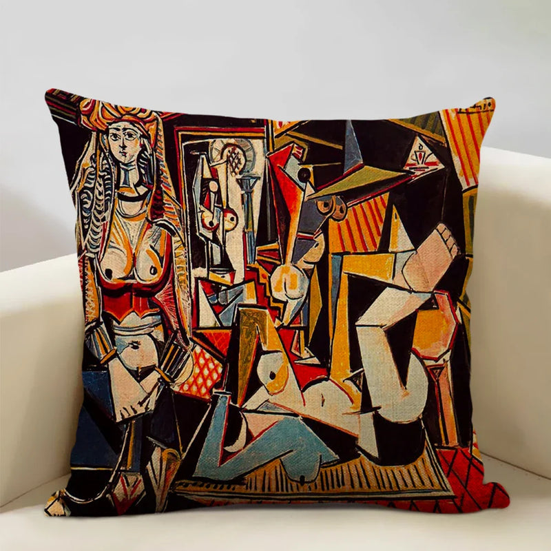 Pablo Picasso Abstract Art Cushion Cover 45x45cm Beige Linen Axyaa Brand
