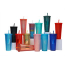 Axyaa Double Layered Straw Cup: Diamond Radiant Water, Coffee, Drinks, Mugs