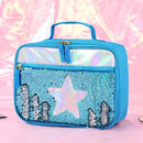 Axyaa Reversible Sequin Insulated Lunch Box for Kids - Waterproof Glitter Tote Bag