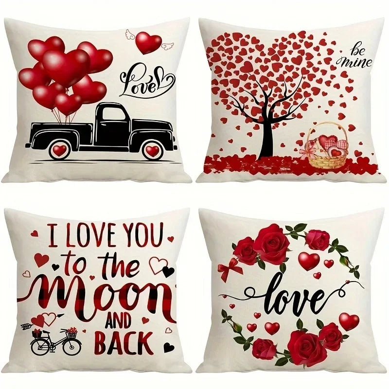 Axyaa Love Tree Balloon Rose Pillowcase - Home Sofa Cushion Cover