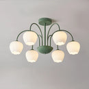 Axyaa Orchid Wind Chime Chandelier - Romantic Floral Pendant Lamp for Living Room