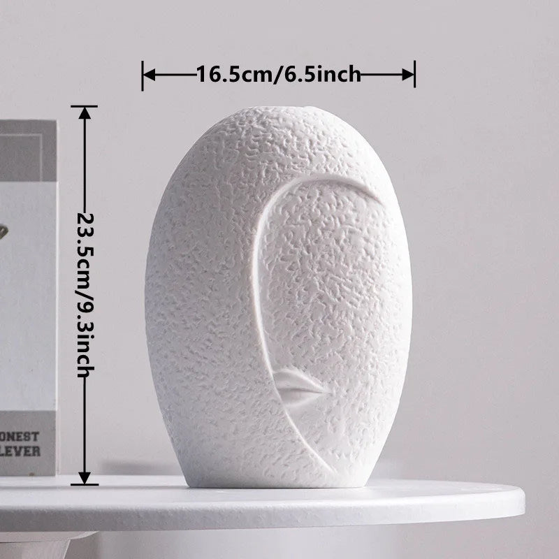 Axya Ceramic Face Vase Set - Nordic Rustic Modern Room Decor for Home