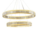 Axyaa Modern Luxury Gold Round Chandelier, K9 Crystal LED Pendant Light for Living and Dining Room