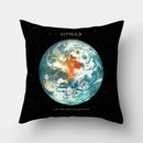 Axyaa Black Galaxy Planet Print Cushion Cover for Bedroom and Living Room