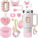 Axyaa Cup Accessories Set for 30oz 40oz Stanley Cup - Silicone Boot, Handle Charm, Initials Sticker