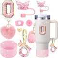 Axyaa Cup Accessories Set: Butterfly Straw, Cover, Cap, Boot, Handle Charm, Initials Sticker