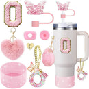 Axyaa Cup Accessories Set: Butterfly Straw, Cover, Cap, Boot, Handle Charm, Initials Sticker
