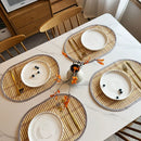 Axyaa Bamboo Placemats - Natural, Anti-Slip, Heat-Resistant Table Mat for Kitchen & Dining