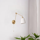 Axyaa Ceramic LED Wall Lamp Pull Chain Switch Nordic Copper Wandlamp