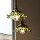 Axyaa Glass Ceiling Light Fixture Metal & Wood Vintage Style Hanging Lamp