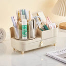 Axyaa 360 Rotating Makeup Organizer & Brush Holder - Large Capacity Vanity Storage