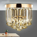 Axyaa Stainless Steel Round Crystal Ceiling Lights for Hotel Lobby, Bar, Cafe