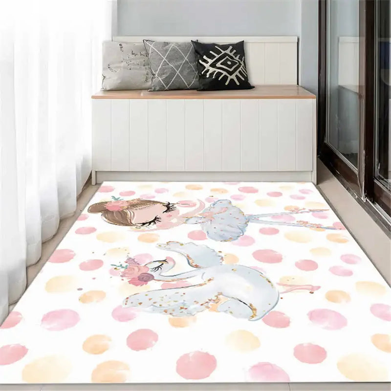 Axyaa Ballerina Girl Child Rug: Non-Slip Bedroom Decoration & Play Mat