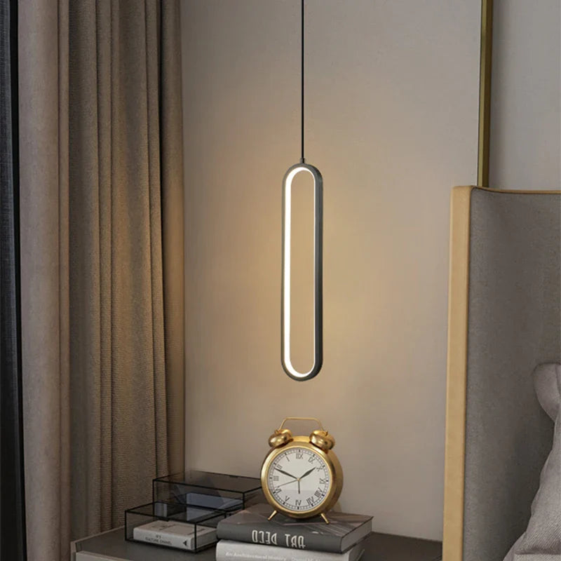 Axyaa Black Ring LED Pendant Light - Modern Nordic Luxury Chandelier