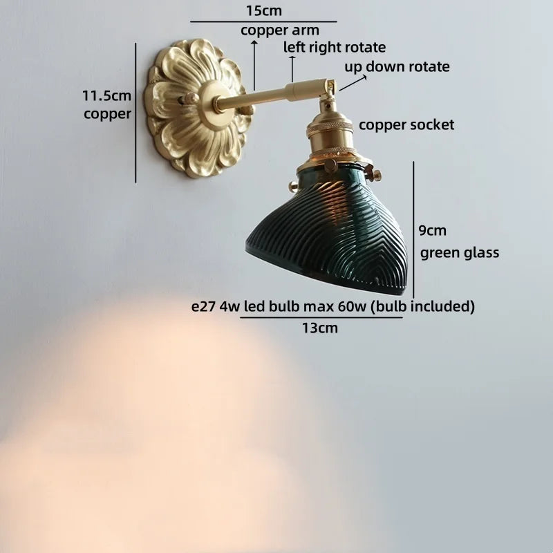 Axyaa Nordic LED Wall Lamps Interior Living Room Decor Antique Brass Resin Flower Design