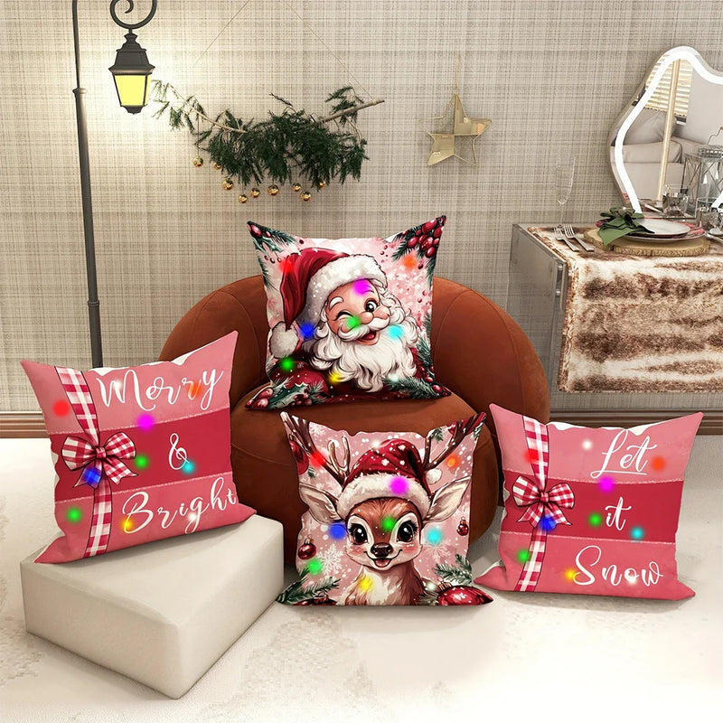 Axyaa Santa Claus Fawn Luminous Pillowcase - Christmas Party & Home Decor Gift