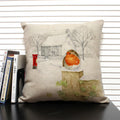 Axyaa Christmas Bird Snow Pattern 45x45cm Linen Pillow Case Home Sofa Decoration