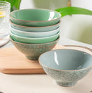 Axyaa 5-inch Ceramic Bowl - Vintage Aesthetic, Ice Cracks Design