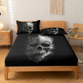 Axyaa Skull Pattern Fitted Sheet Set - Soft & Comfortable Bedding for Bedroom & Dorm