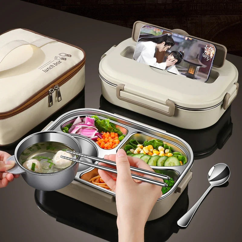 Axyaa Stainless Steel Insulated Lunch Box Set with Bag