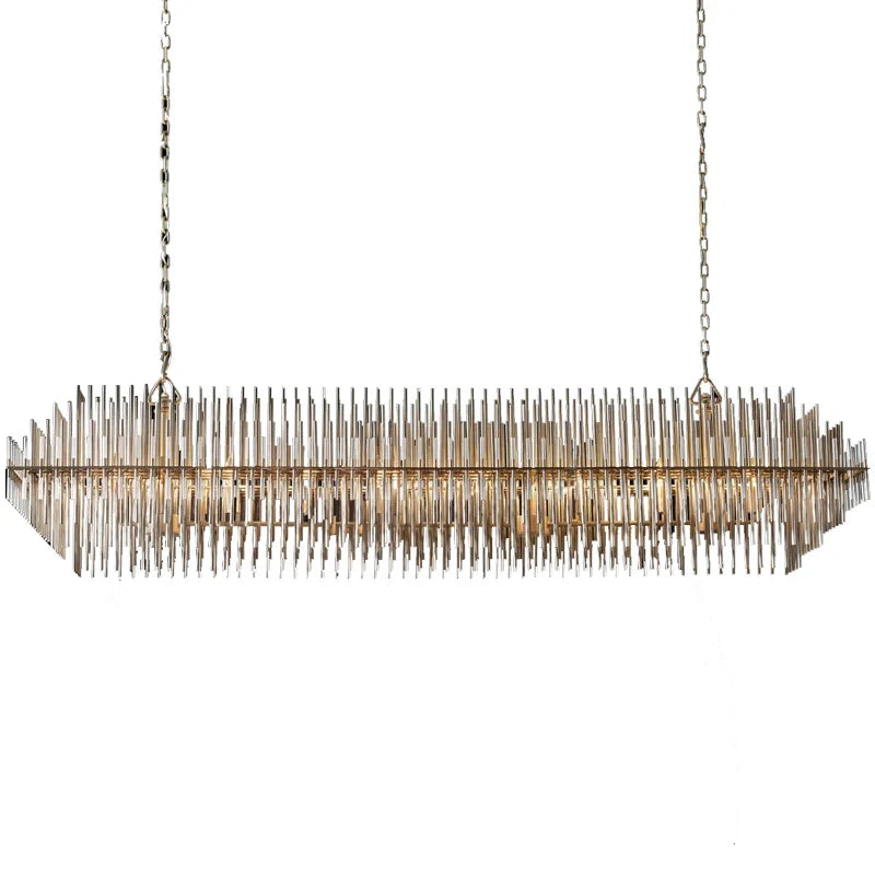 Axyaa Retro Chandelier Kitchen Island Glass Lights Stainless Steel Fixtures