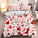 Axyaa Christmas Tree Snowflake Print Duvet Cover Set for Bedroom Decor