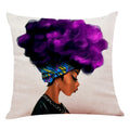 Axyaa African Women Face Print Cushion Cover - 45x45cm Home Decor Pillowcase
