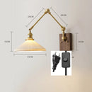 Axyaa Copper Swing LED Wall Light with Pull Chain Switch, Wide Rotation, Walnut Canopy
