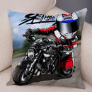 Axyaa Cartoon Motorcycle Polyester Cushion Cover for Home, Car, Sofa - Extreme Sports Theme