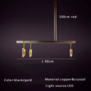 Axyaa Modern Luxury Copper LED Chandelier - Crystal Light Fixture