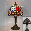 Axyaa Red Rose Stained Glass LED Table Lamp 8 Inches