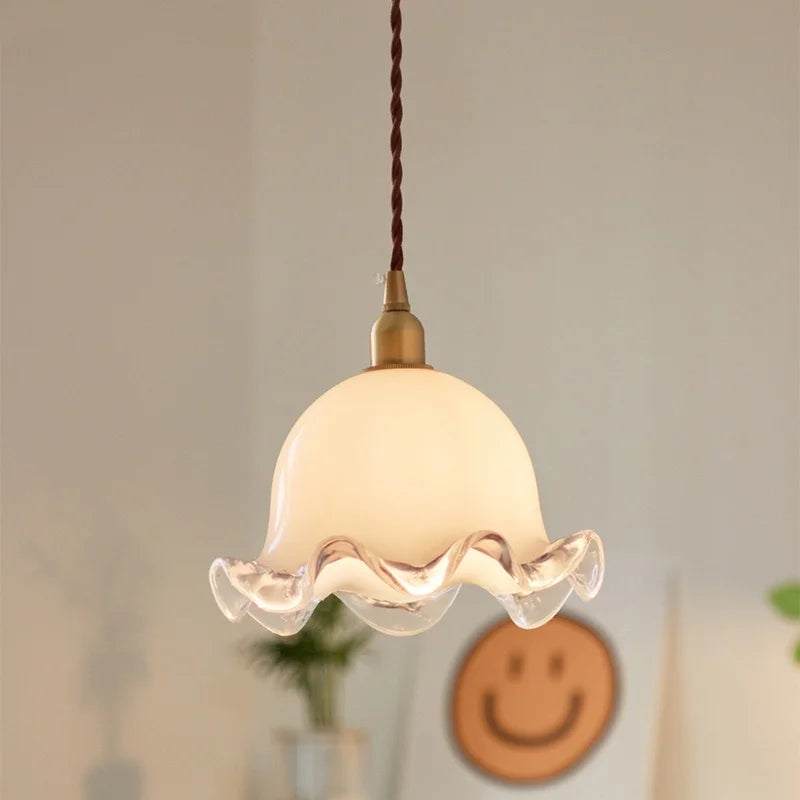 Axyaa Nordic LED Pendant Lights Copper Glass Chandelier