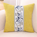 Axyaa Blue White Porcelain Chinoiserie Pillow Cover Chinese Style Linen Living Bedroom