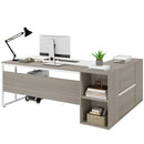Axyaa Executive L-Shaped Desk with Cabinet Storage and Shelves