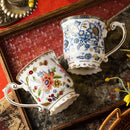 Axyaa French Blue and White Porcelain Coffee Mug, Ceramic Water Cup for Home and Tea Time