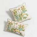 Axyaa Daisy Floral Embroidery Pillow Cover 45x45cm/30x50cm Yellow Blue
