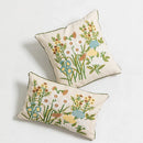 Axyaa Daisy Floral Embroidery Pillow Cover 45x45cm/30x50cm Yellow Blue