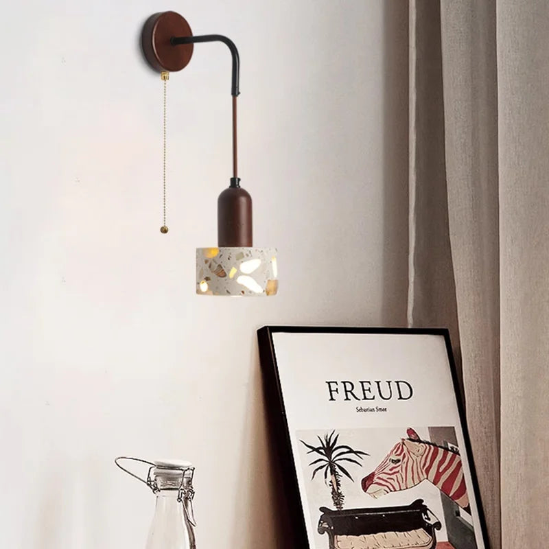 Axyaa Wabi Sabi Terrazzo LED Wall Lamp Pull Chain Switch Stair Light